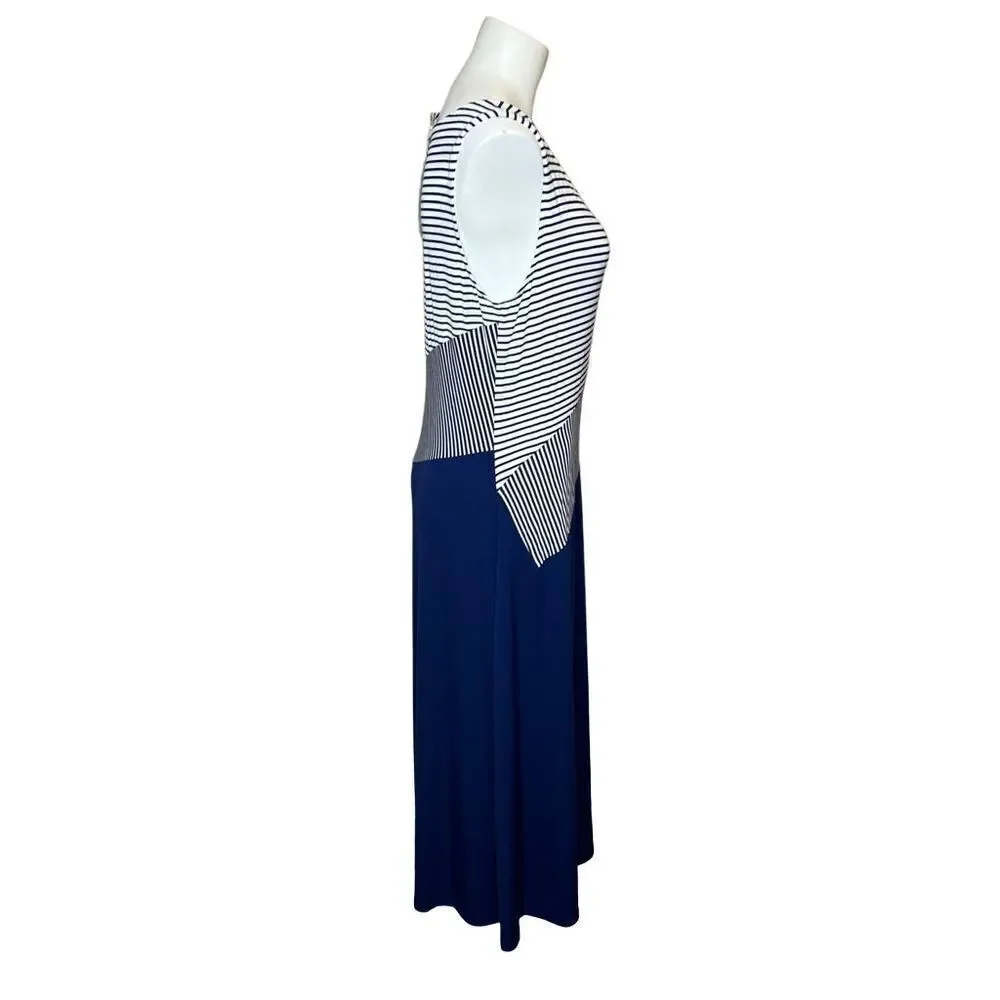 Coldwater Creek NWT blue and white striped sleeveless maxi dress size M